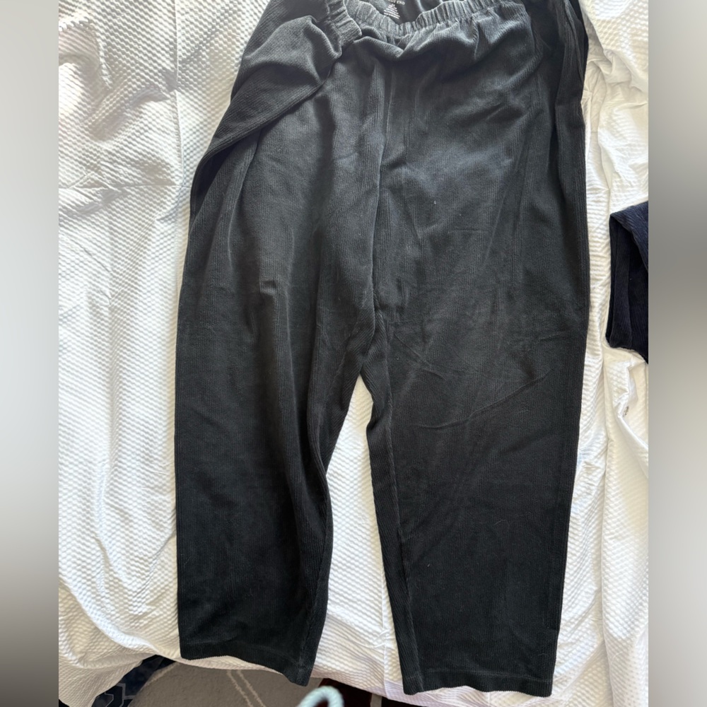 Lands' End Cozy Black Ribbed Corduroy Pants